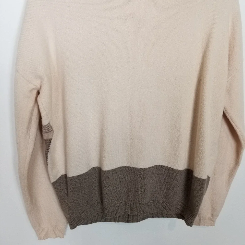 prAna‎ Frosted Pine Organic Cotton Sweater Sz L Beige Cowl Neck Pullove Soft